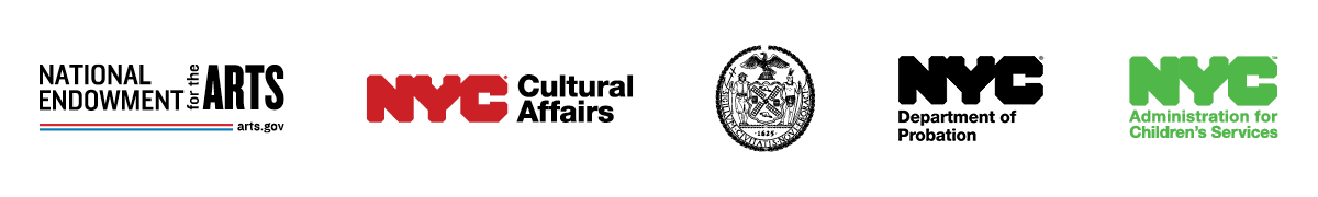 NEA logo, NYC Cultural Affairs logo, DOP logo, ACS logo.
