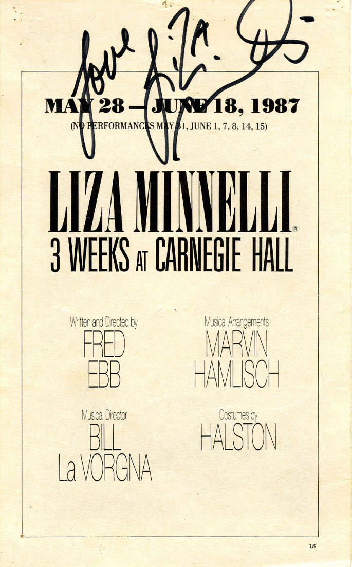 Autographed Liza Minnelli Flyer