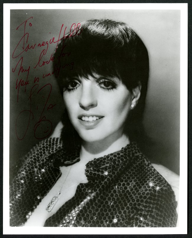 Autographed Liza Minnelli Carnegie Hall Headshot