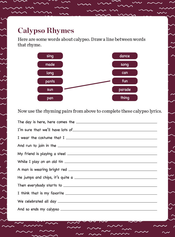 "Calypso Rhymes" student activity