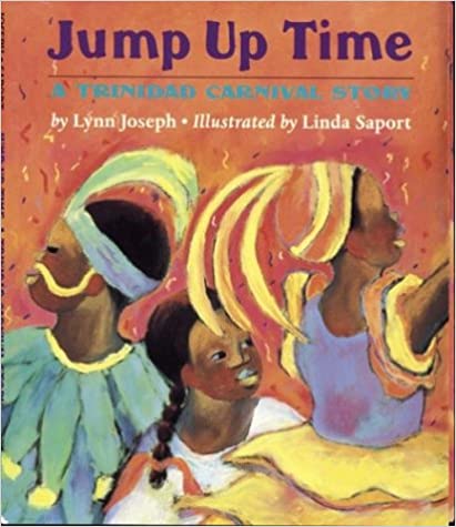"Jump Up Time" book cover depicting an illustration of Carnival dancers