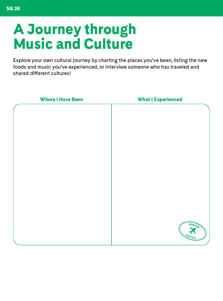 "A Journey through Music and Culture" student activity chart