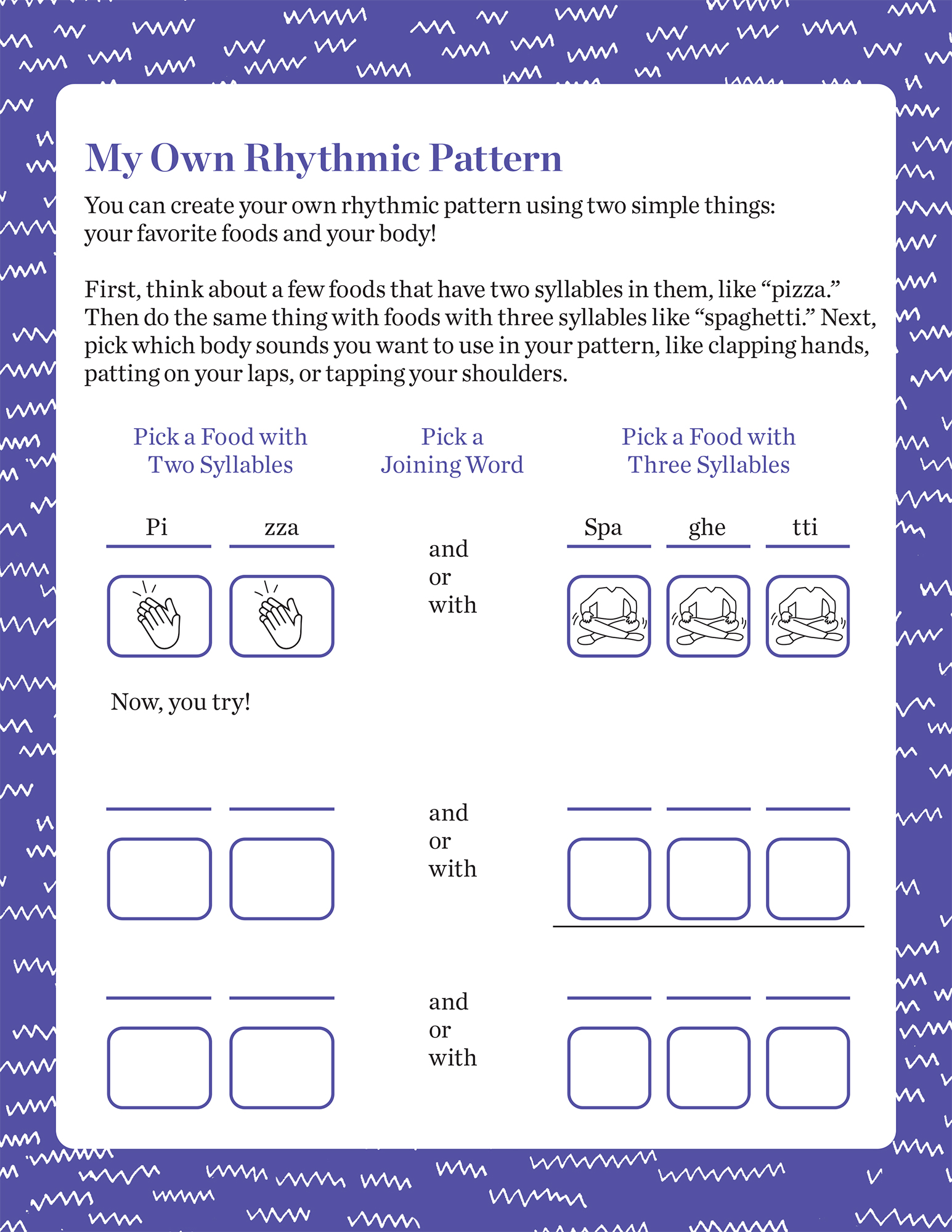 "My Own Rhythmic Pattern" student activity