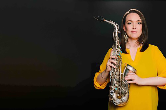 Erica von Kleist with saxophone