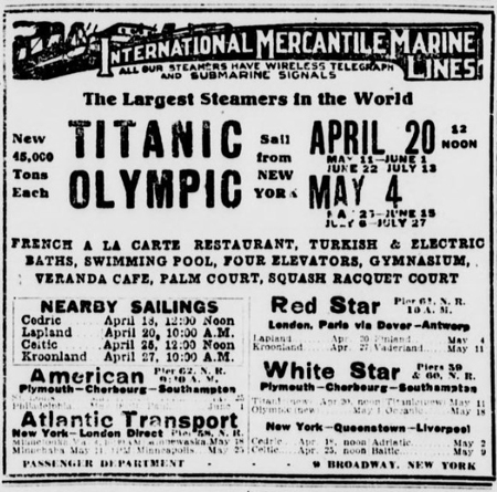 NY Sun Titanic return sailing ad